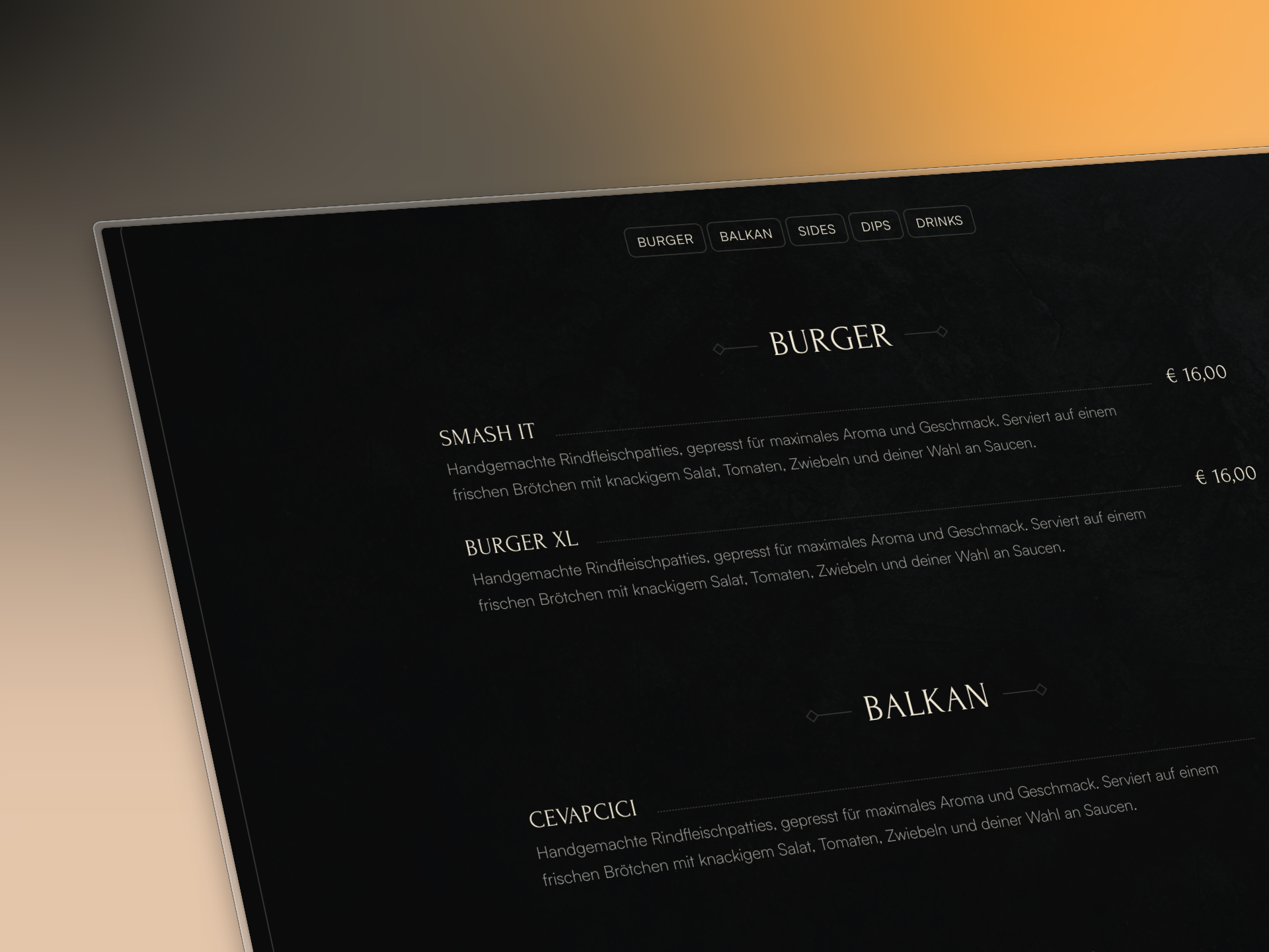 QR-Code Menü auf Smartphone